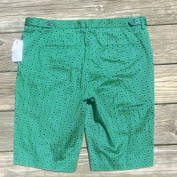 Laundry by Shelli Segal green navy geometric design Bermuda shorts New with tags - Picture 8 of 10